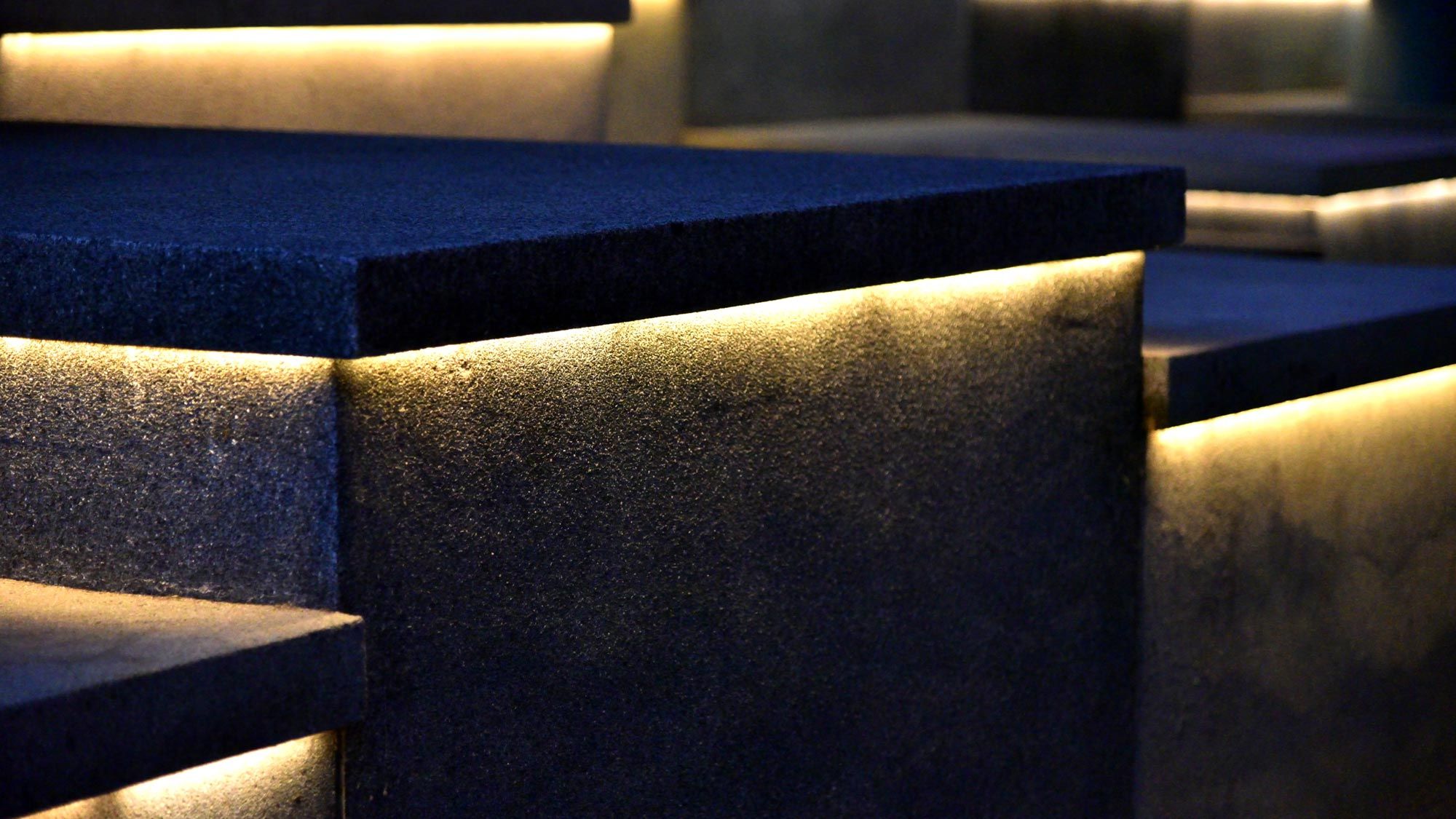 Close-up of modern step lighting with integrated LED strips.